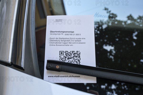 Penalty notice, offence report, parking offender, Zurich, Switzerland