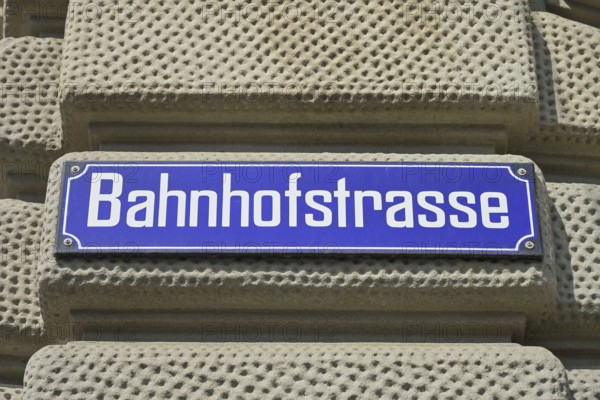 Street sign, Bahnhofstrasse, Zurich, Switzerland