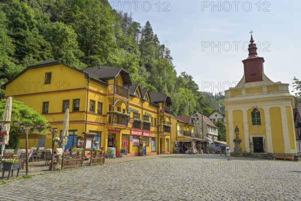 Old buildings, City centre, Old town, Hrensko, Czech Republic