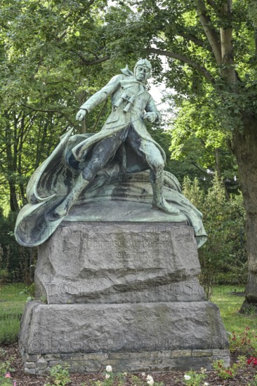 Airship memorial, pilot after landing with a parachute in World War I, Lilienthalstraße, Neukölln, Berlin, Germany