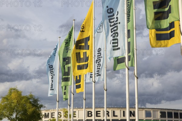 IFA flags fly in front of the south entrance of Messe Berlin at the IFA consumer electronics exhibition on the exhibition grounds, Berlin, 04/09/2025
