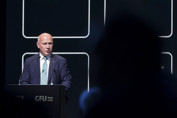 Kai Wegner (Governing Mayor of Berlin, CDU) speaks at the opening gala of the IFA consumer electronics exhibition in the CityCube, Berlin, 04/09/2025