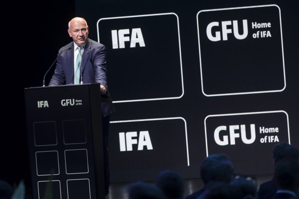 Kai Wegner (Governing Mayor of Berlin, CDU) speaks at the opening gala of the IFA consumer electronics exhibition in the CityCube, Berlin, 04/09/2025