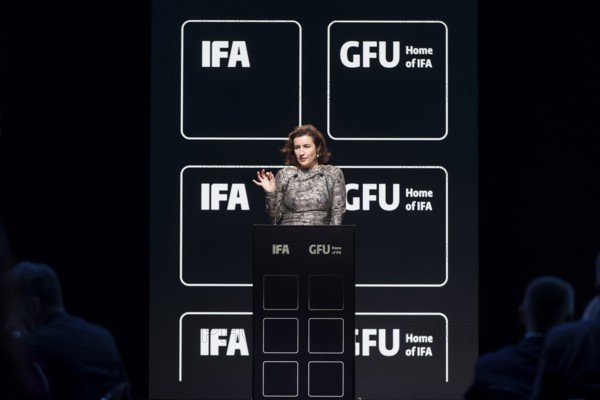 Dorothee Bär (Federal Minister of Research, Technology and Space of the Federal Republic of Germany, CSU) speaks at the opening gala of the IFA Funkausstellung in the CityCube, Berlin, 4 September 2025