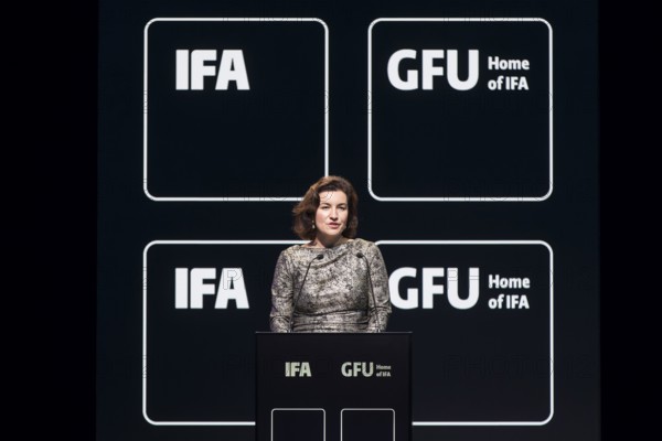 Dorothee Bär (Federal Minister of Research, Technology and Space of the Federal Republic of Germany, CSU) speaks at the opening gala of the IFA Funkausstellung in the CityCube, Berlin, 4 September 2025