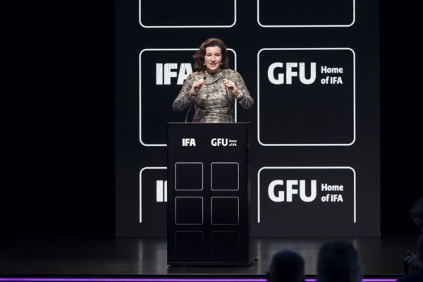 Dorothee Bär (Federal Minister of Research, Technology and Space of the Federal Republic of Germany, CSU) speaks at the opening gala of the IFA Funkausstellung in the CityCube, Berlin, 4 September 2025