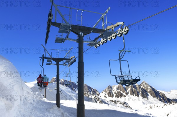 Chairlift, Alpe Tognola ski area, San Martino di Castrozza, Trentino, South Tyrol, Italy