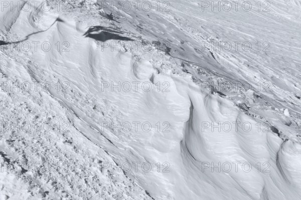 Snow drifts, Alpe Tognola ski area, San Martino di Castrozza, Trentino, South Tyrol, Italy