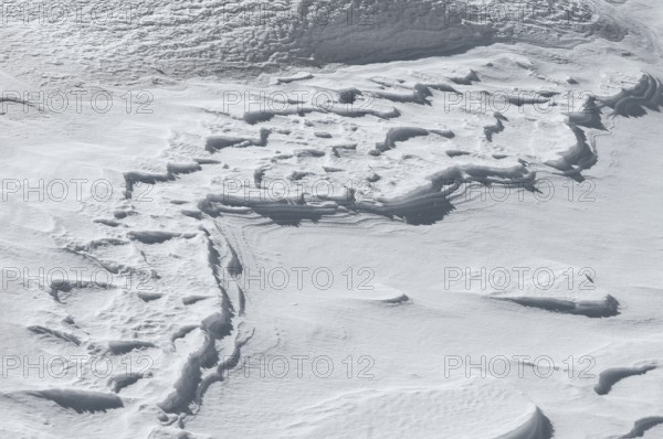 Snow drifts, Alpe Tognola ski area, San Martino di Castrozza, Trentino, South Tyrol, Italy