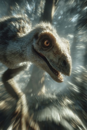Close-up of a dinosaur, Oviraptor, AI generated