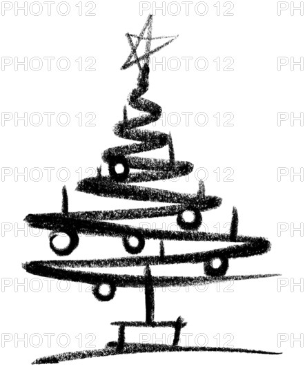 Crayon-painted christmas tree in white back
