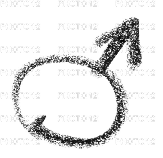 Crayon painted male symbol in white back