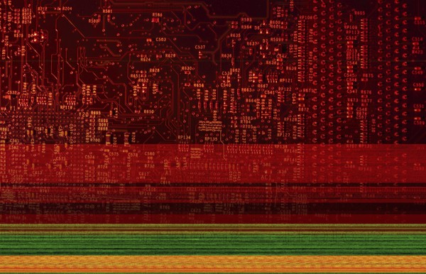 Colorful abstract data loss theme showing a corrupted image