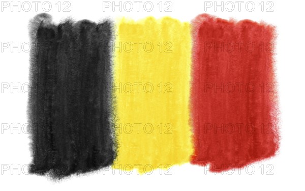 Watercolor illustration of the Belgium flag