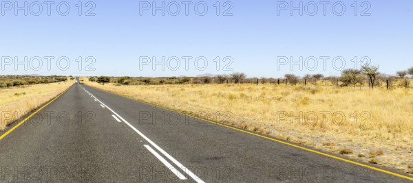 Abandoned area with dark road in Namibia