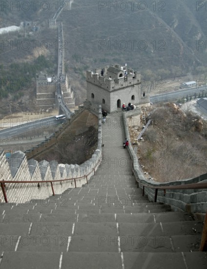 The Great Wall of China near Badaling in misty ambiance