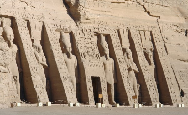 Architectural detail of the historic Abu Simbel temples in Egypt (Africa)