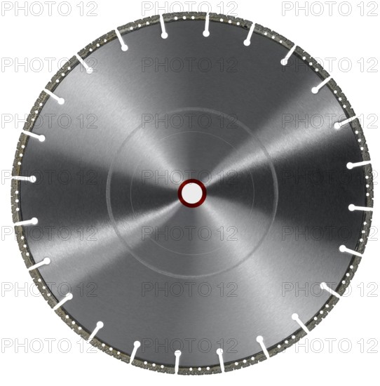 Frontal shot of a diamond studded cutting wheel in white back