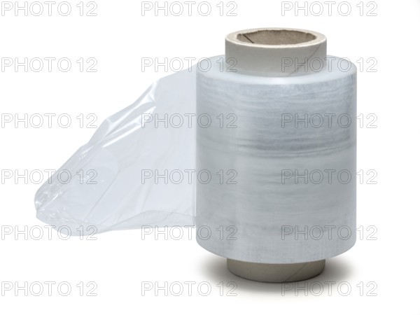 Studio photography of a roll of stretch film isolated on white with clipping path