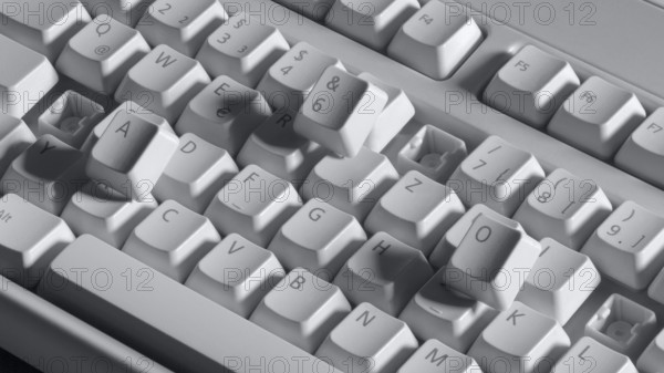 Detail shot of a broken computer keyboard