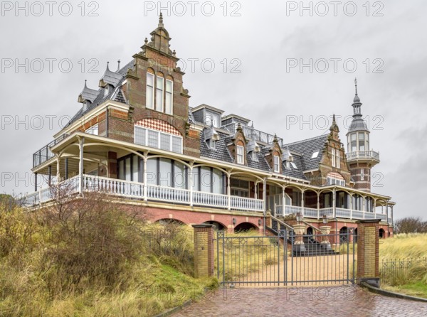 Glamourous bathing pavillon seen in a seaside resort named Domburg located in the dutch province of Zeeland