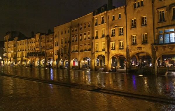 Nightly impression around Place Saint-Louis in Metz, the capital city in the Lorraine region of France