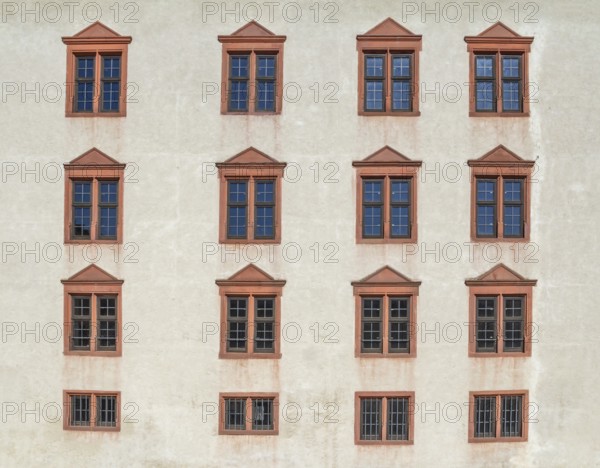 Windows at a historic house facade in Franconia, a bavarian area in Germany