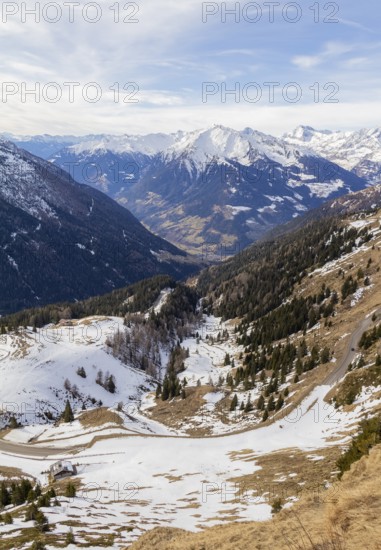 Alpine scenery around the Jaufen Pass in South Tyrol in Italy