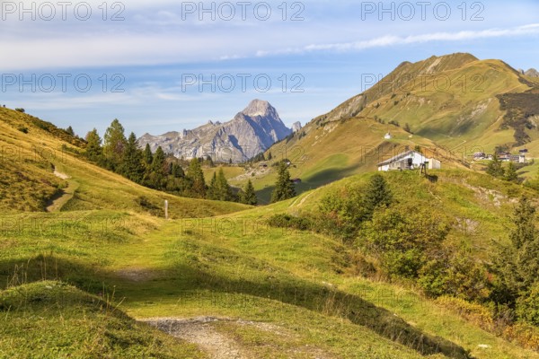 Idyllic scenery around Warth, a municipality in the district of Bregenz in the Austrian state of Vorarlberg