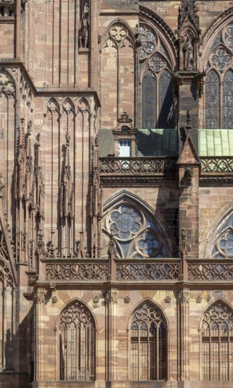 Full frame detail of the Strasbourg Cathedral in Strasbourg, a city at the Alsace region in France