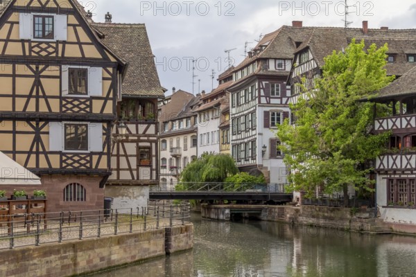 Idyllic waterside impression of Strasbourg, a city at the Alsace region in France