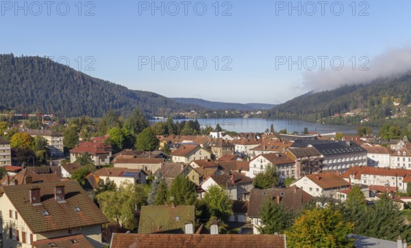 Aerial view of Gerardmer, a commune in the Vosges department in Grand Est in northeastern France