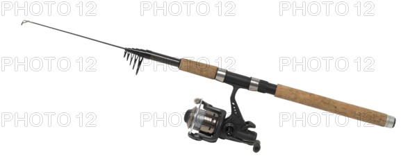 Isolated fishing pole in white back