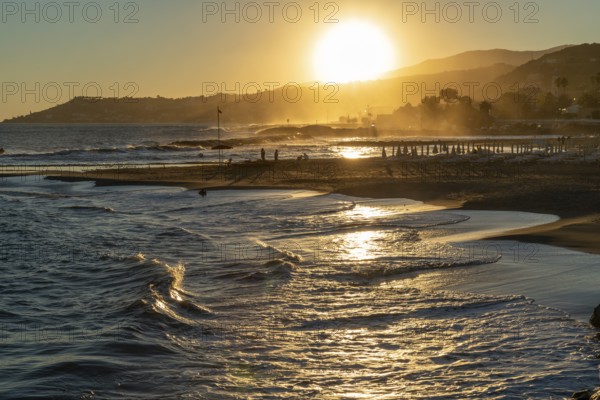 Idyllic sunset impression around Santo Stefano al Mare, a comune in the Province of Imperia in the Italian region Liguria