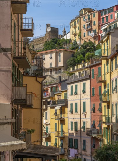 Scenery around Riomaggiore, a village at a coastal area named Cinque Terre in Liguria, located in the northwest of Italy