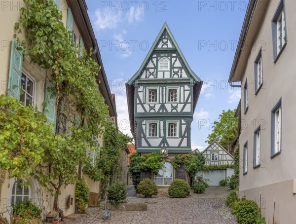 Half-timbering in the Badgasse of Bad Wimpfen, a historic spa town in the district of Heilbronn in the Baden-Wuerttemberg region of southern Germany