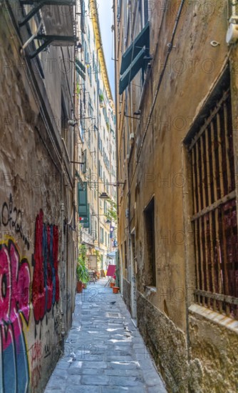Alleyway in Genoa, the capital of the italian region of Liguria