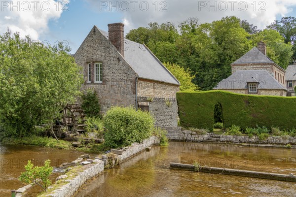 Scenery around river Veules at Veules-les-Roses, a commune in the Seine-Maritime department in the Normandy region in northern France