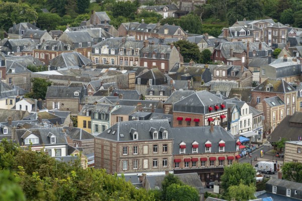 City view of Etretat, a commune in the Seine-Maritime department in the Normandy region of Northwestern France