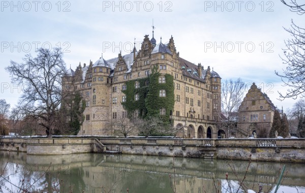 Scenery around Neuenstein Castle in Hohenlohe at winter time