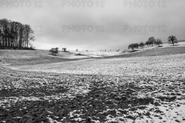 Idyllic rural scenery in Southern Germany at winter time