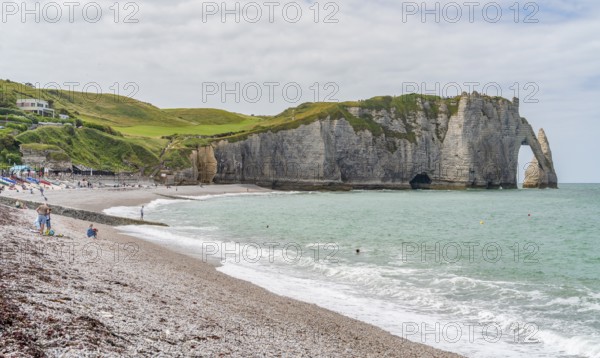 Coastal scenery around Etretat, a commune in the Seine-Maritime department in the Normandy region of Northwestern France