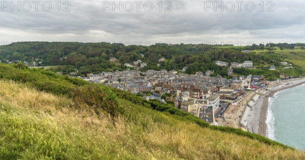 City view of Etretat, a commune in the Seine-Maritime department in the Normandy region of Northwestern France