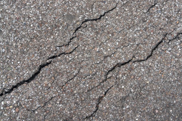 Fissured asphalt detail seen from above
