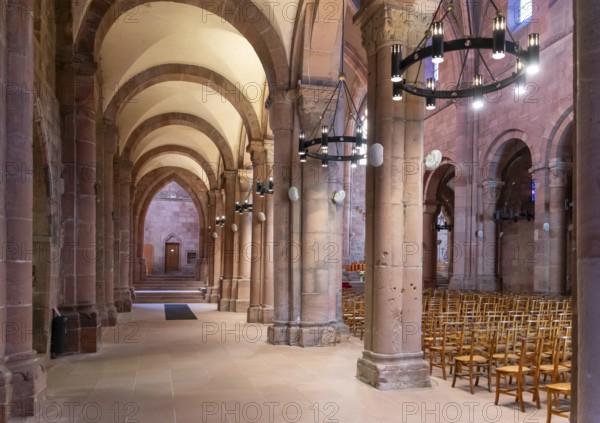 Scenery inside the Saint-Die Cathedral in Saint-Die-des-Vosges, a commune in the Vosges department, Grand Est, northeastern France