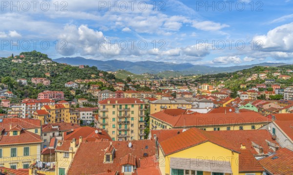 Scenery around Porto Maurizio in Oneglia, a former town in northern Italy on the Ligurian coast, in 1923 joined to Porto Maurizio to form the Comune of Imperia