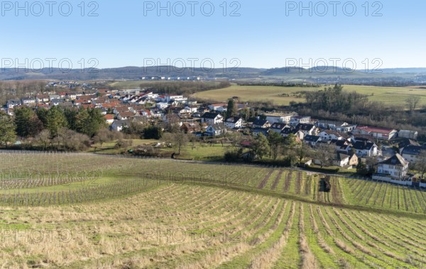 Scenery around Untergruppenbach seen from Stettenfels Castle, a medieval castle in Southern Germany at early spring time