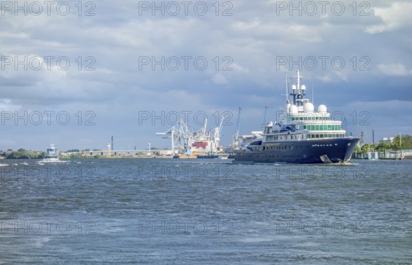 A ship seen at the Port of Hamburg in Germany