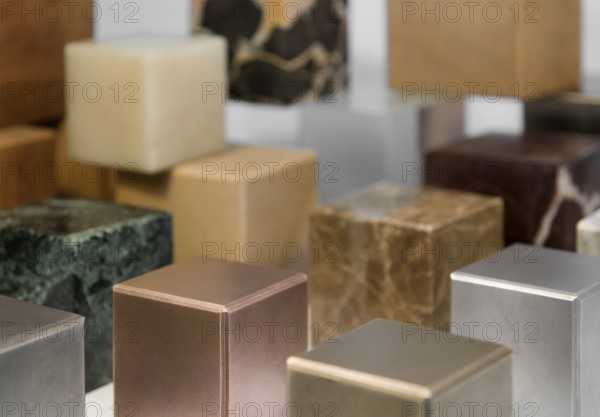 Lots of various cubes made of different materials