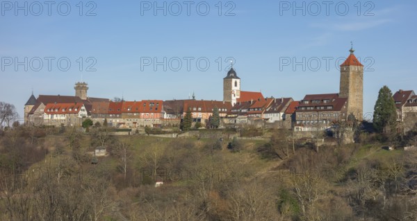 Town in Southern Germany named Waldenburg at evening time